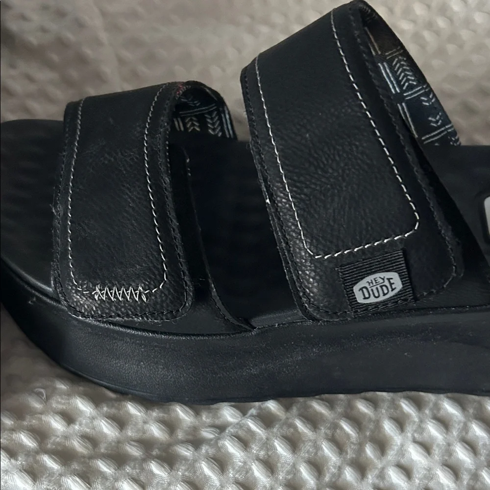 Hey Dude Black Slide Sandals size 9 wide - Picture 2 of 9
